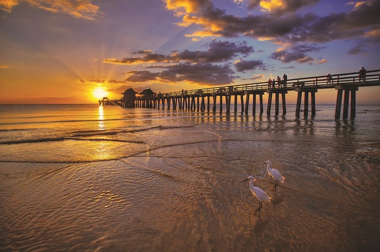 Naples Florida fishing pier at sunset